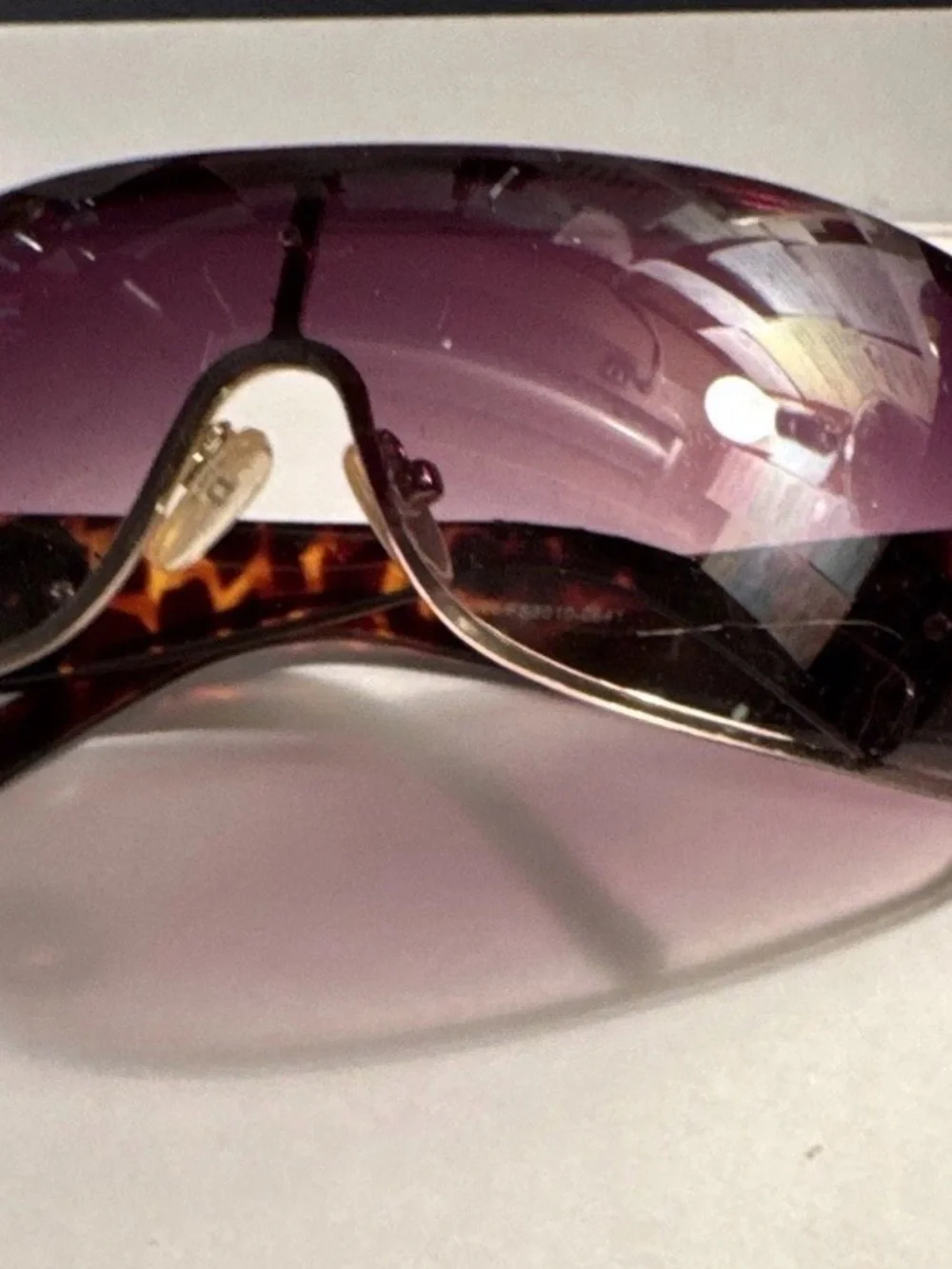 Women's Purple Shield Sunglasses with Tortoiseshell Arms